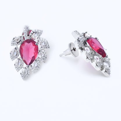 Diamond Leaf Stud Earrings