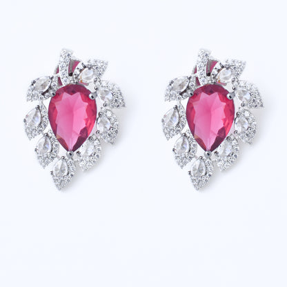 Diamond Leaf Stud Earrings