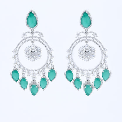 Emerald Halo Chandbali Earrings