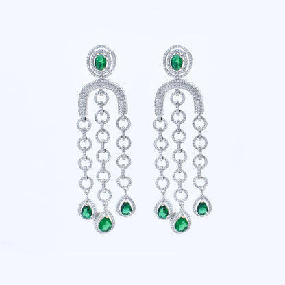 Emerald Cascade Chain Earrings
