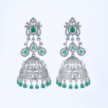 Regal Emerald Jhumka Earrings