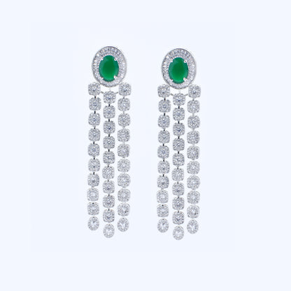 Emerald Cascade Diamond Earrings