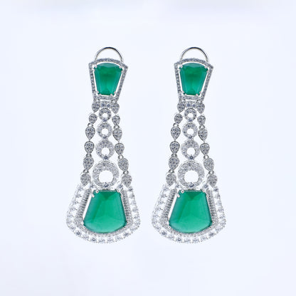 Emerald Cascade Diamond Earrings