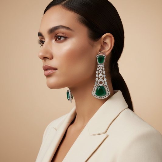 Emerald Cascade Diamond Earrings