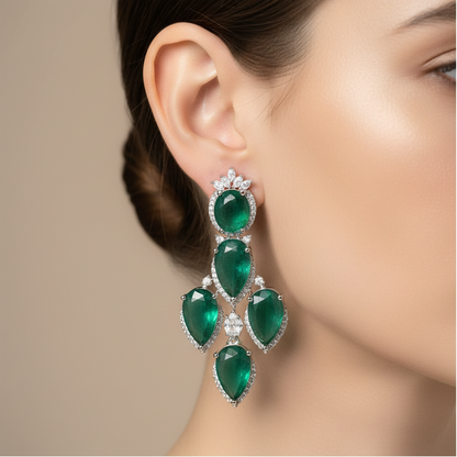 Emerald Majesty Diamond Earrings