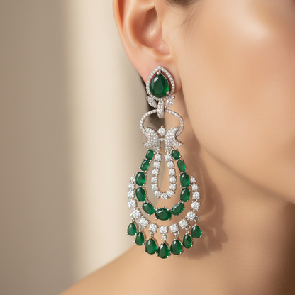 Emerald Symphony Diamond Earrings