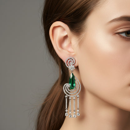 Emerald Symphony Drop Earrings