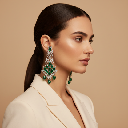 Imperial Emerald Diamond Earrings
