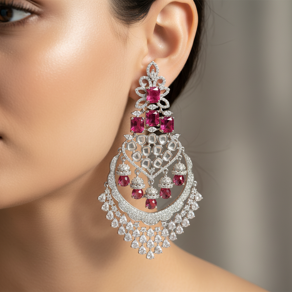 Scarlet Majesty Chandbali Earrings