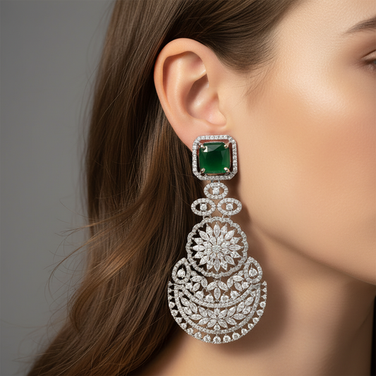 Emerald Majesty Diamond Earrings
