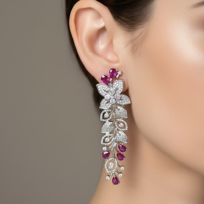 Blossom Elegance Ruby & Diamond Earrings