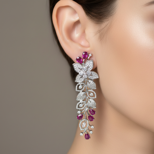 Blossom Elegance Ruby & Diamond Earrings