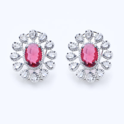 Regal Radiance Oval Stud Earrings