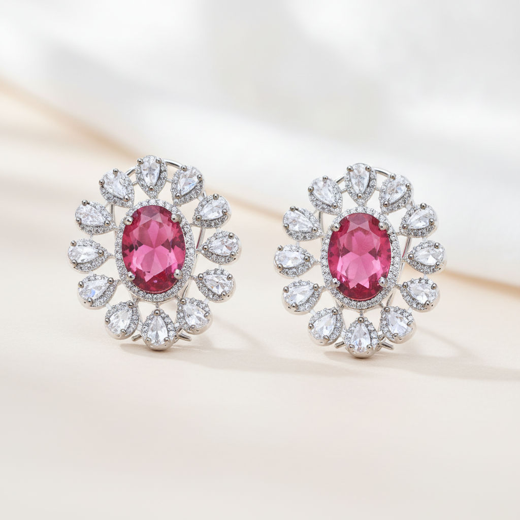 Regal Radiance Oval Stud Earrings