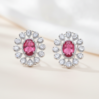 Regal Radiance Oval Stud Earrings