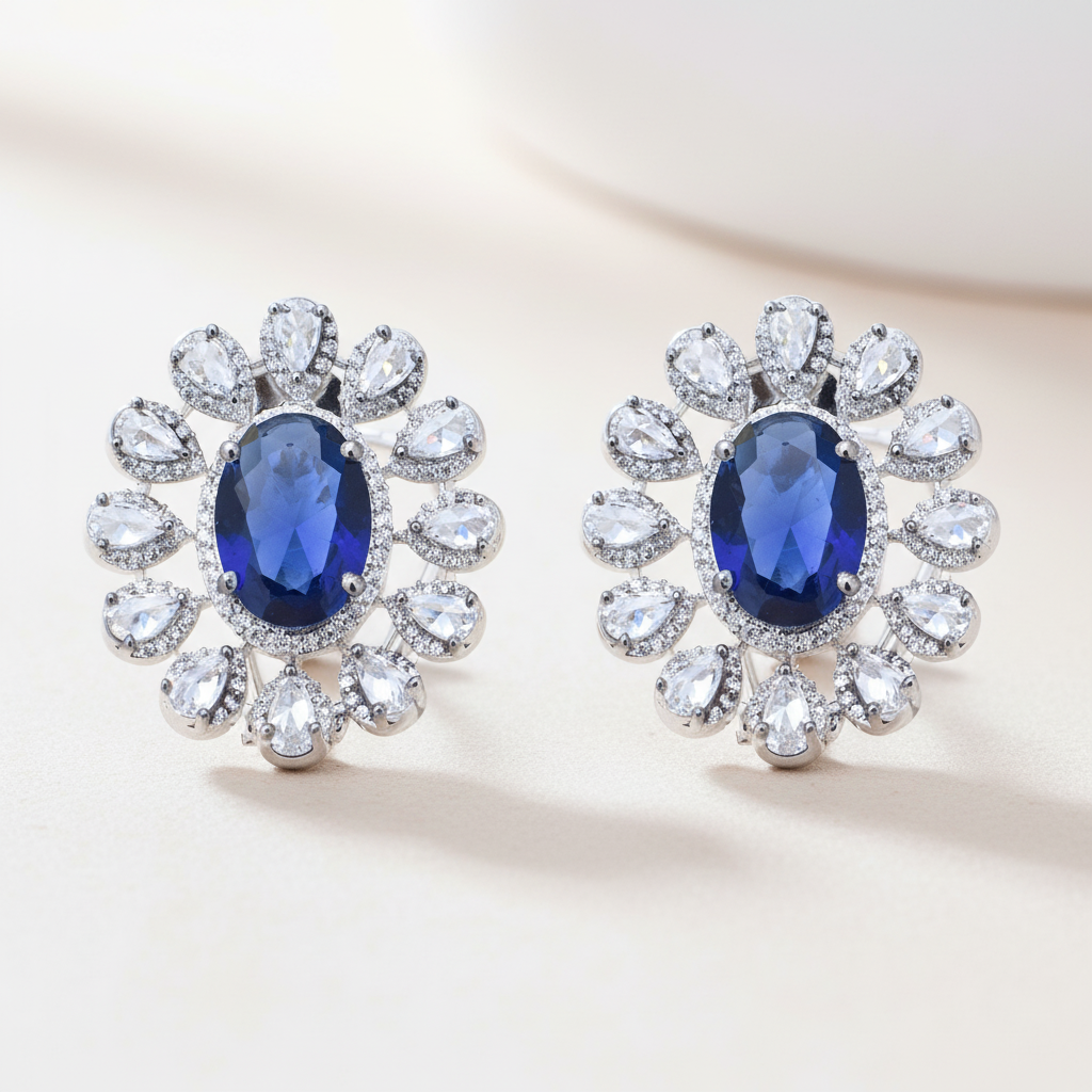 Regal Radiance Oval Stud Earrings