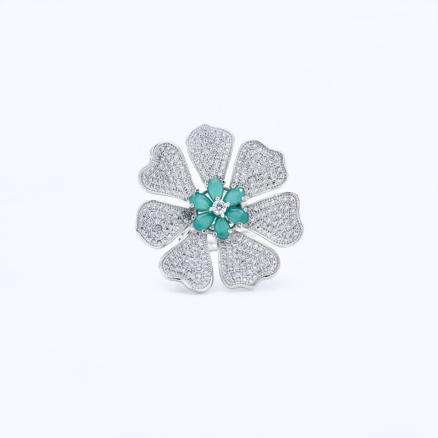 Diamond Flower Petals Ring