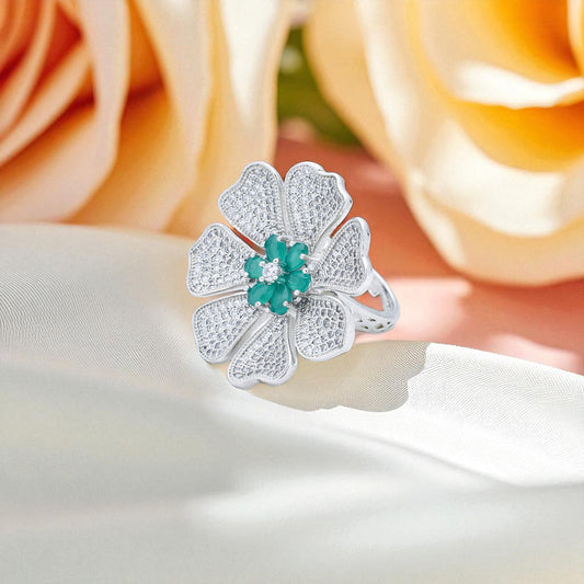 Diamond Flower Petals Ring