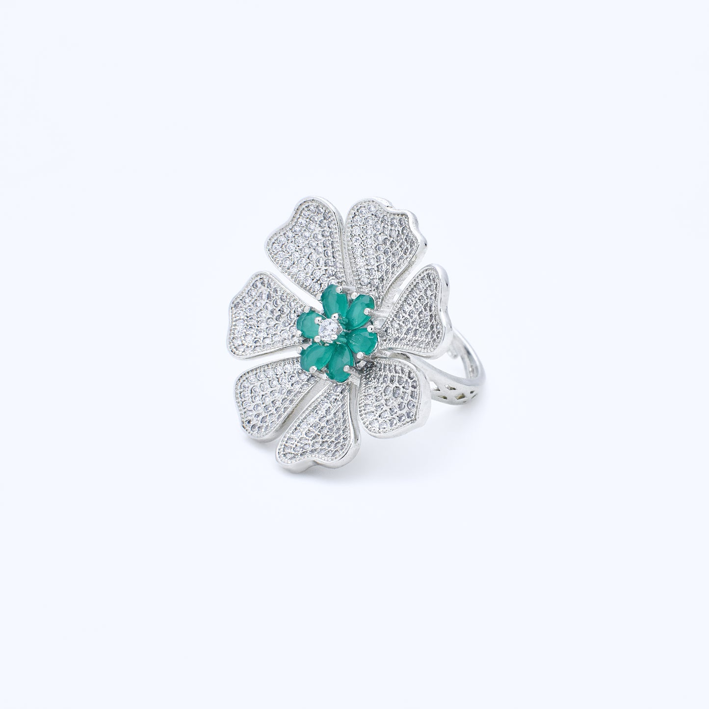Diamond Flower Petals Ring