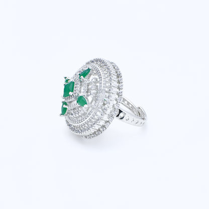 Emerald Cluster Diamond Ring