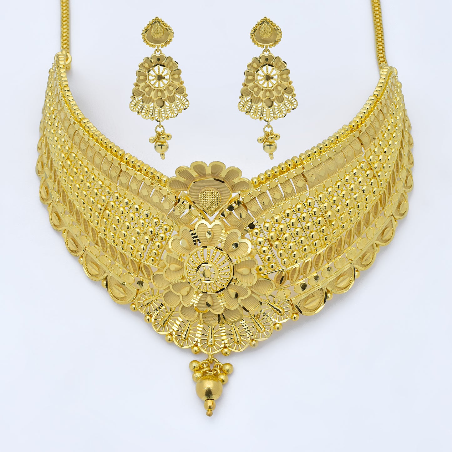 Majestic Floral Gold Choker Set
