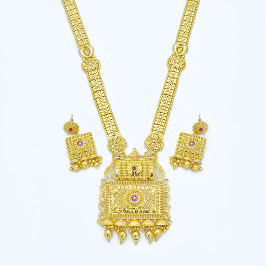 Majestic Temple-Inspired Gold Necklace Set