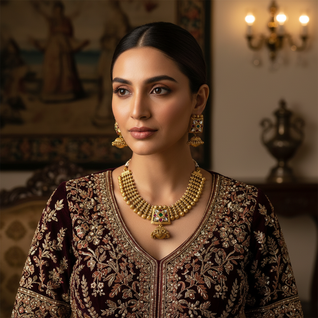 Elegant Antique Gold Necklace Set