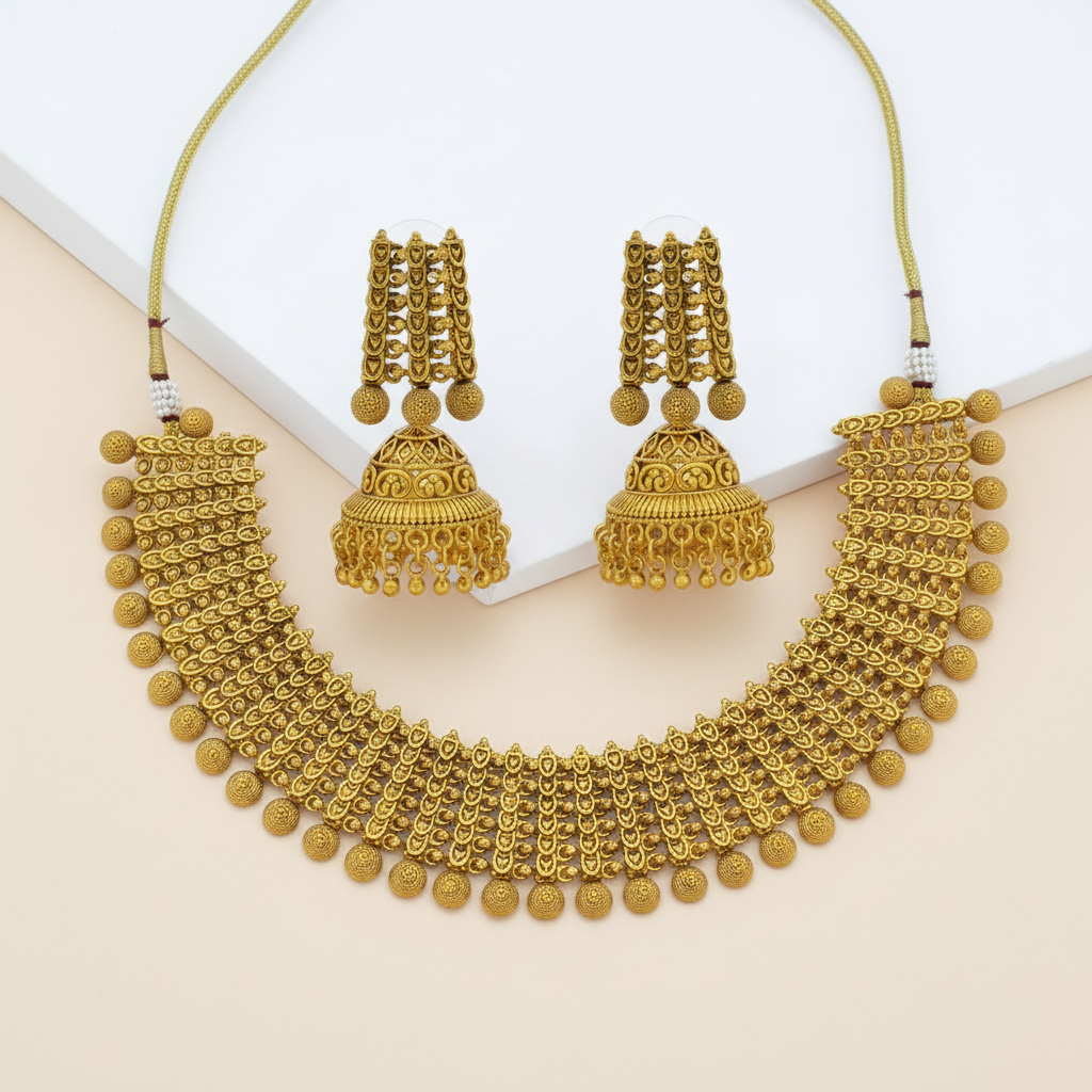 Flexible Gold Antique Necklace set