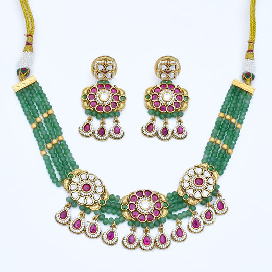 Ruby Studded Gold Necklace
