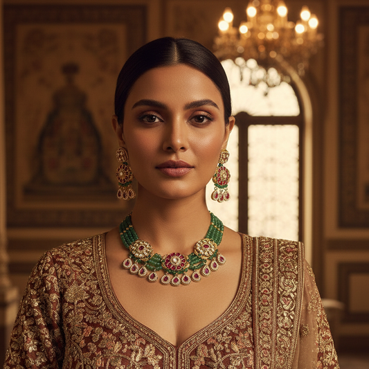 Ruby Studded Gold Necklace