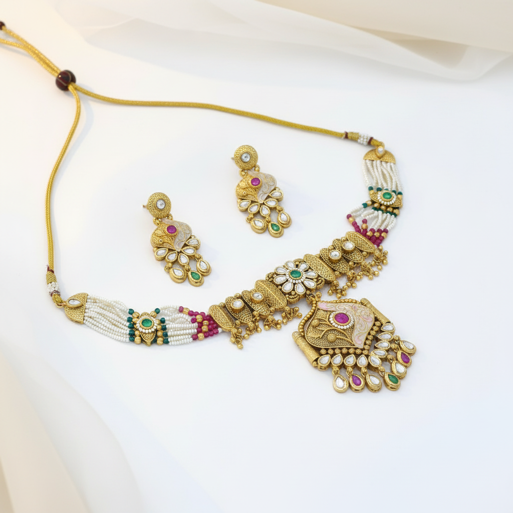 Emerald and Ruby Bridal Necklace