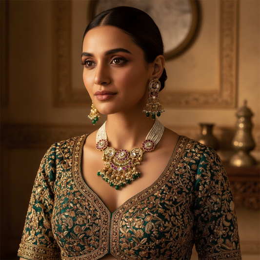 Elegant White and Gold Beaded Necklace