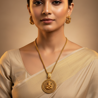 Divine Ganesha Gold Necklace Set