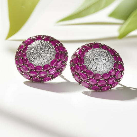 Royal Amethyst Cluster Studs