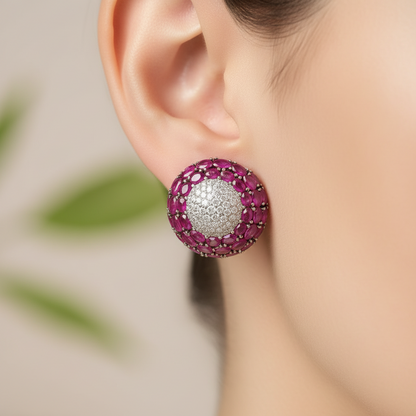 Royal Amethyst Cluster Studs