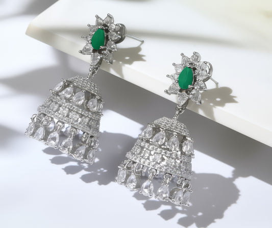 Emerald & Diamond Jhumka Earrings