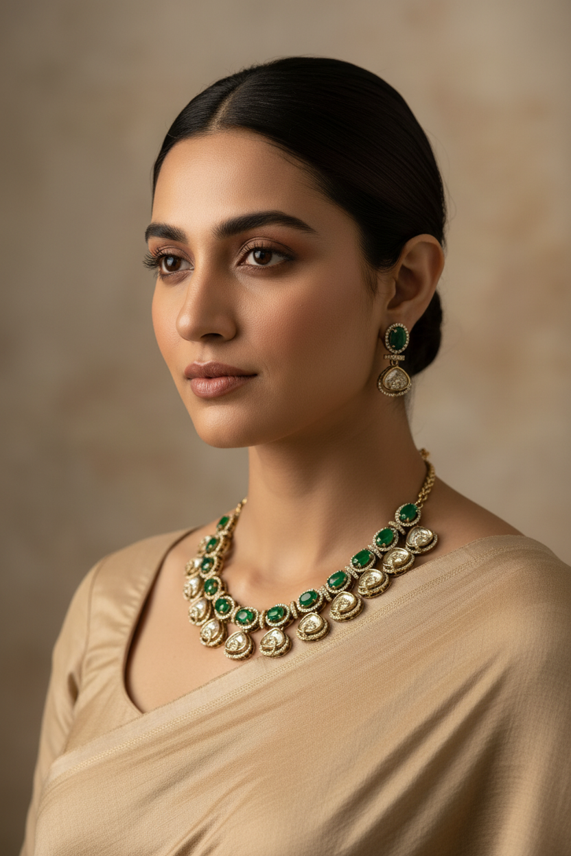 Polki and Emerald Necklace set