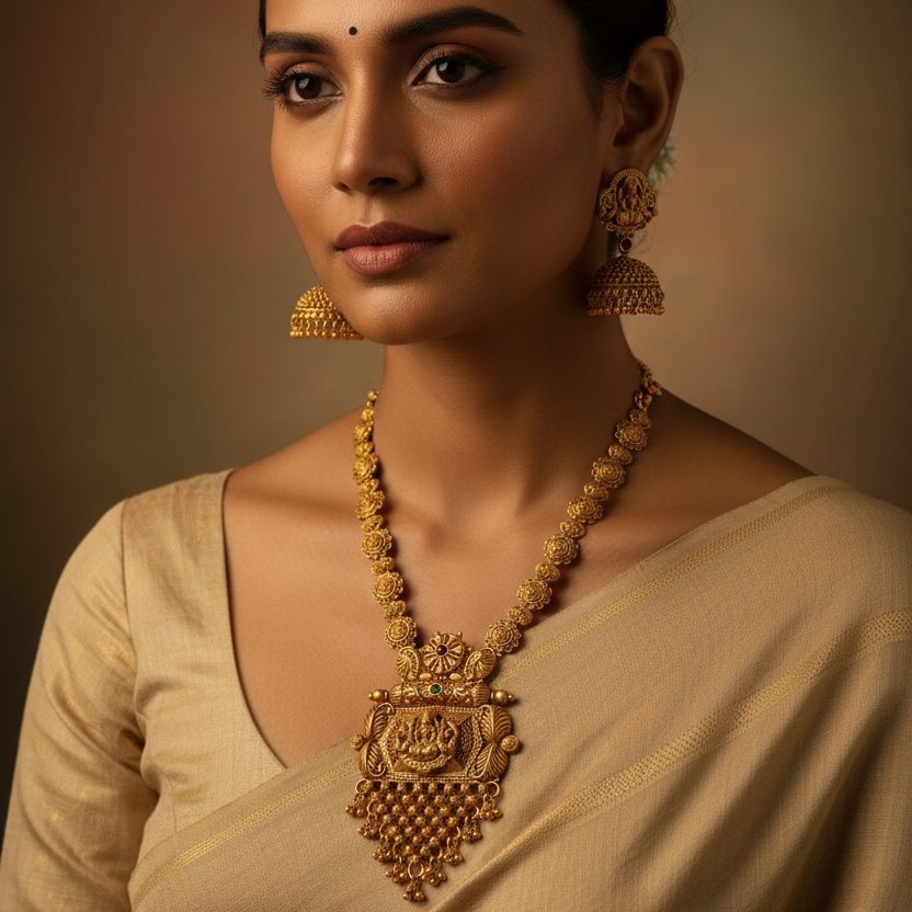 Temple long Necklace Set