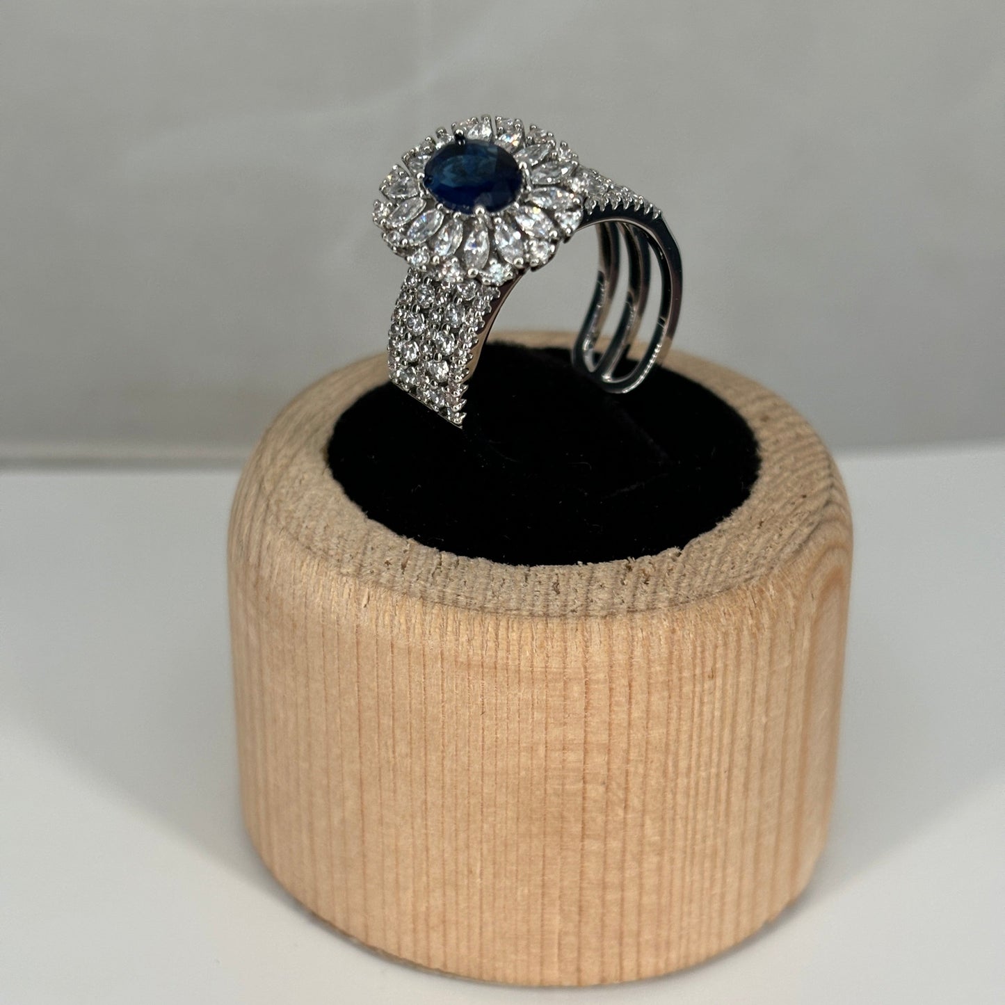 Sapphire Halo Diamond Ring