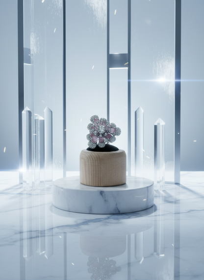 Pink Floral Diamond Ring