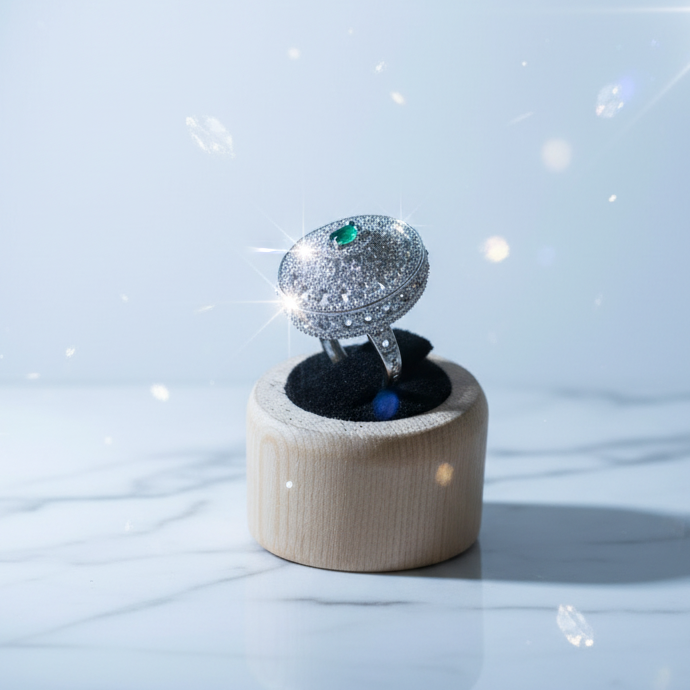 Emerald Studded Filigree Ring