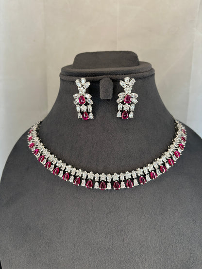 Elegant Ruby and Diamond Choker Necklace Set