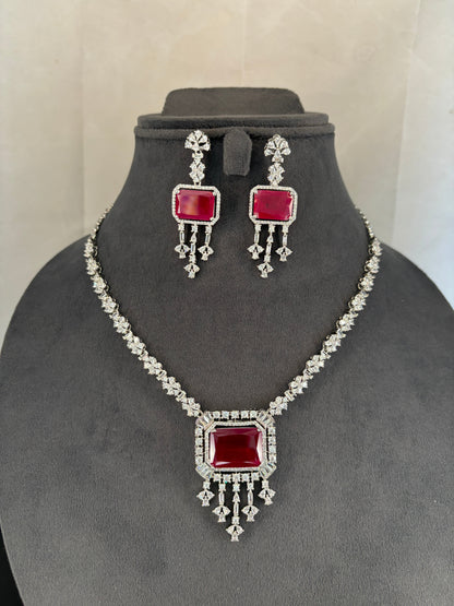 Diamond Ruby Necklace Set