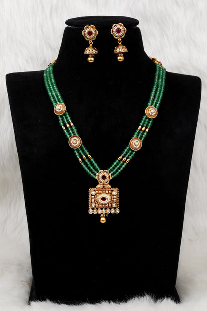 Floral Pearl Necklace with Ruby Accents