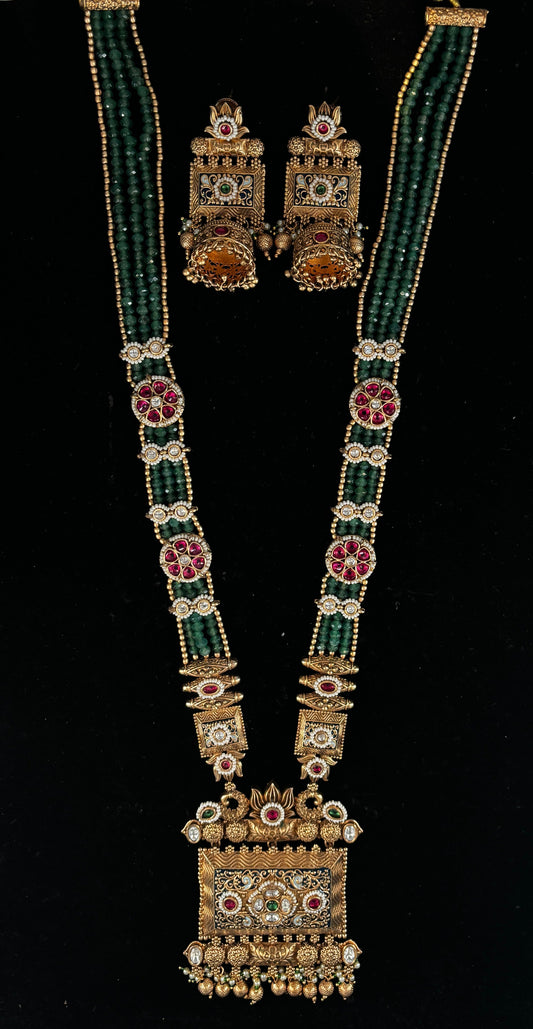 Traditional Gold Jhumka Necklace Set