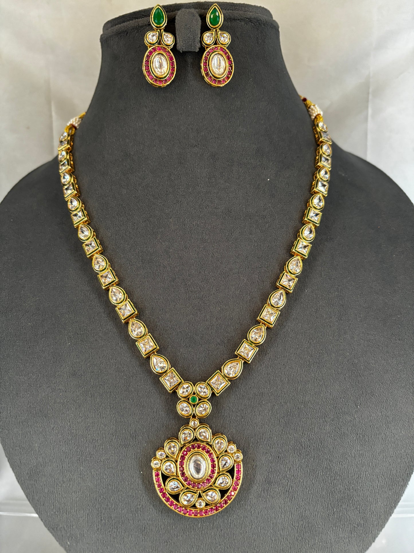 kundan Necklace Set with Ruby Accents