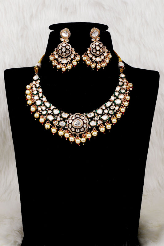 Polki Pearl Bridal Necklace Set