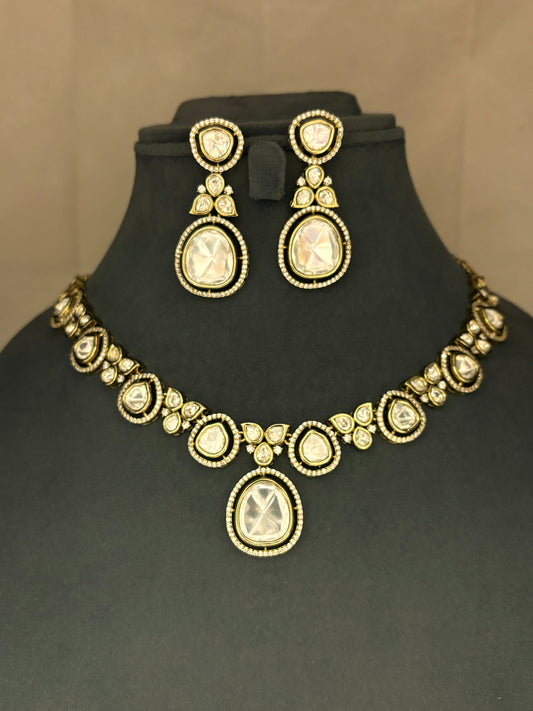 Traditional Polki Necklace with Pearl and Ruby Highlights