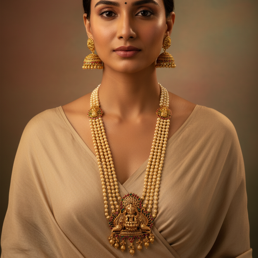 Regal Lakshmi Temple Long Set