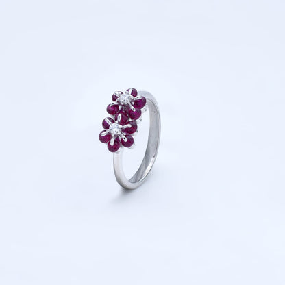 Ruby Petal 92.5 Sterling Silver Ring